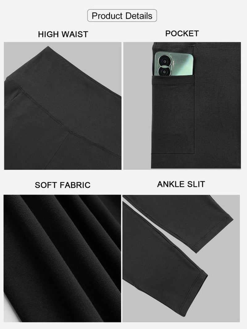 5PCS Soft Leggings for Women High Waisted Tummy Control with Pockets Workout Yoga High Waisted the Hugger Legging Gym Sports Tight Stylish Activewear