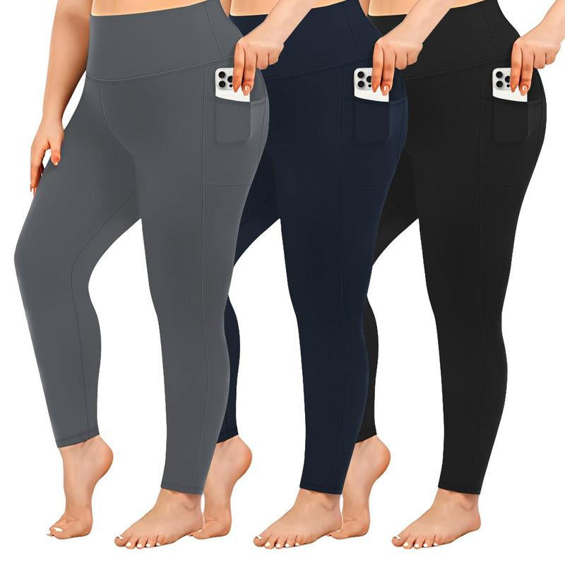 5PCS Soft Leggings for Women High Waisted Tummy Control with Pockets Workout Yoga High Waisted the Hugger Legging Gym Sports Tight Stylish Activewear