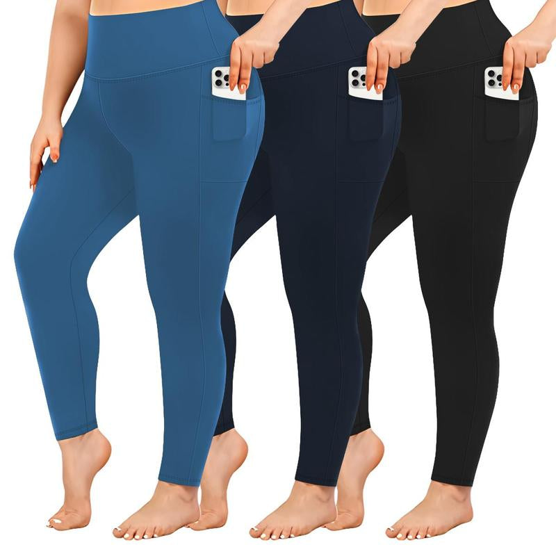 5PCS Soft Leggings for Women High Waisted Tummy Control with Pockets Workout Yoga High Waisted the Hugger Legging Gym Sports Tight Stylish Activewear