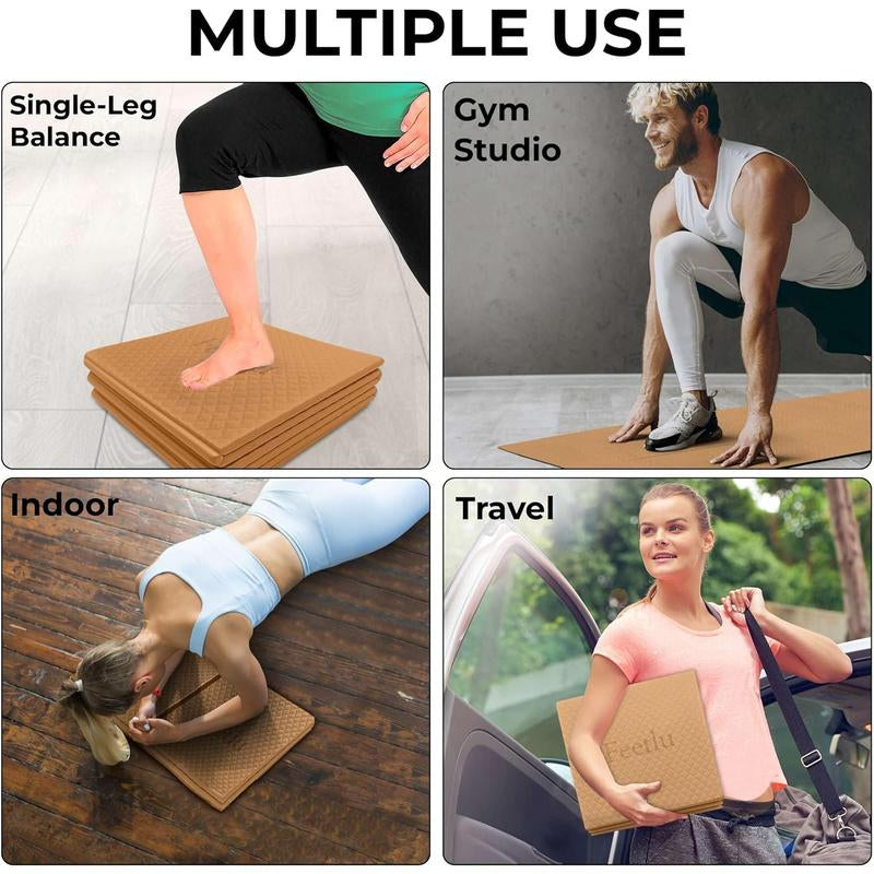 Foldable Yoga Mat - 6Mm Thick, Lightweight, and Easy to Store for Travel - Anti-Slip Folding Exercise Mat for Yoga, Pilates, Home Workouts, and Floor Exercises Feetlu