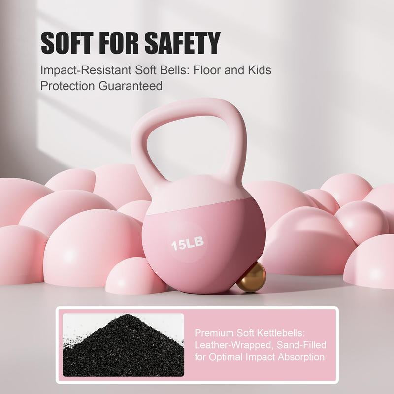 LEKÄRO Soft Kettlebell,Anti-Slip Grip with Training Gloves,Safe Strength Training Kettlebells Sets,Weightlifting Kettlebell for Home Gym,Fitness Equipment