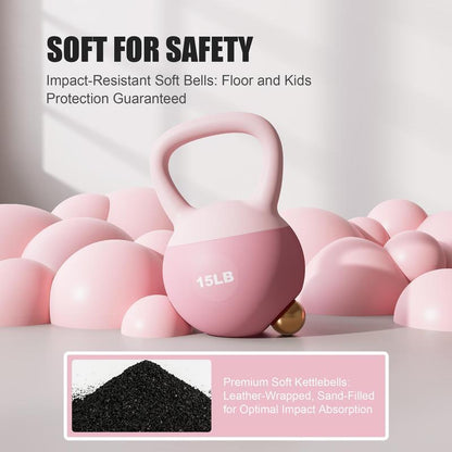 LEKÄRO Soft Kettlebell,Anti-Slip Grip with Training Gloves,Safe Strength Training Kettlebells Sets,Weightlifting Kettlebell for Home Gym,Fitness Equipment
