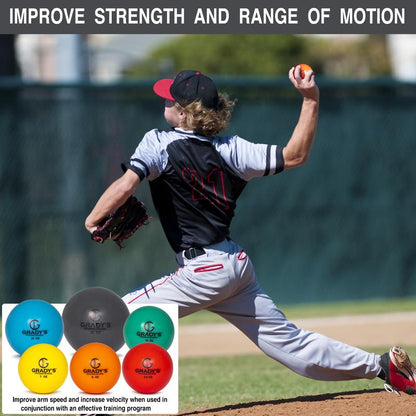GPS Athletics Soft Shell Weighted Ball Set 32, 21, 14, 7, 5, and 3.5Oz-Pitching/Throwing Velocity Training for Baseball and Softball