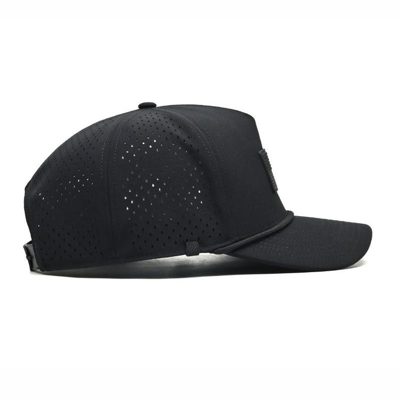 Curves & Clubs Blackout Flag Golf Hat - Black Performance Rope Cap - Patriotic USA Golf Hat - Adjustable, Breathable Mesh Back, Sleek Blackout Design, Classic Rope Accent USA Flag Golf Hat