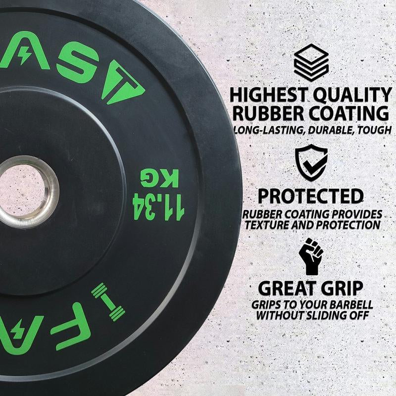 IFAST Olympic Bumper Plates with 2-Inch Steel Hub Home Gym Strength Training Weight Plate Floor Protection Fitness Equipment Dumbbell and Barbell