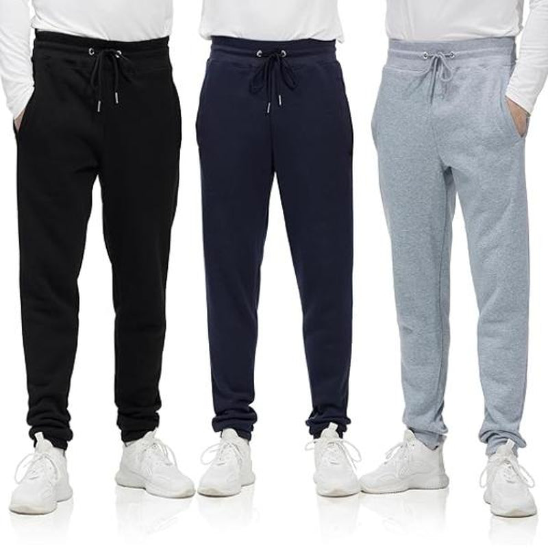 Men'S 3 Pack Fleece Active Athletic Jogger Sweatpants with Drawstring Sizes S-3XL