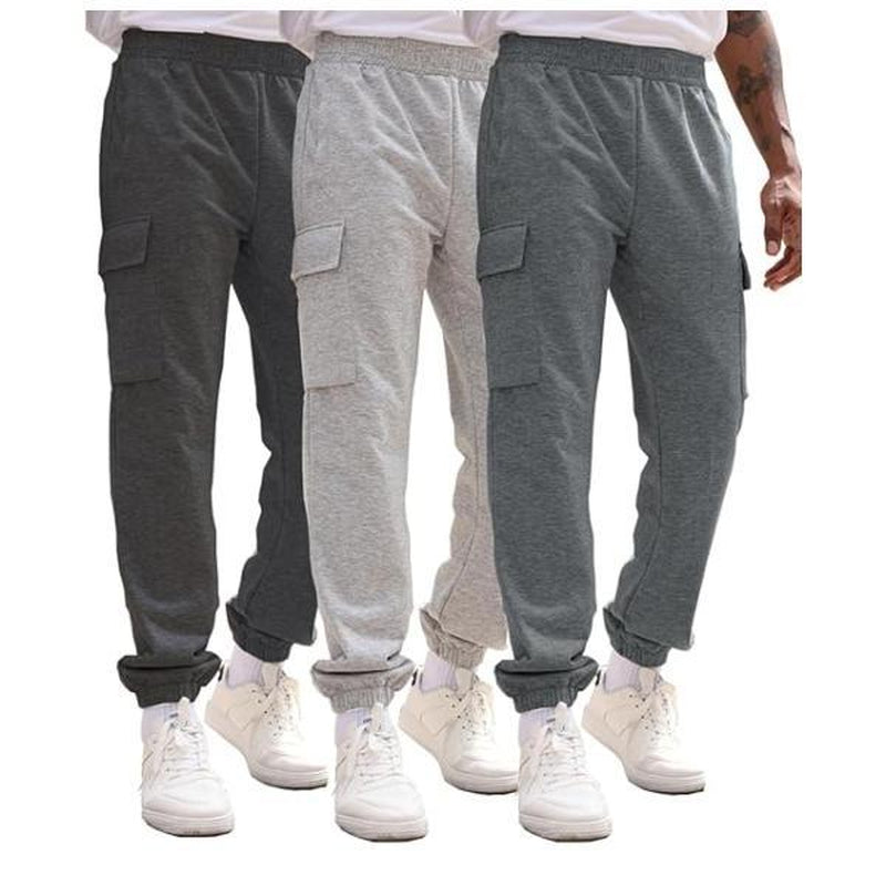 Men'S 3 Pack Fleece Active Athletic Jogger Sweatpants with Drawstring Sizes S-3XL