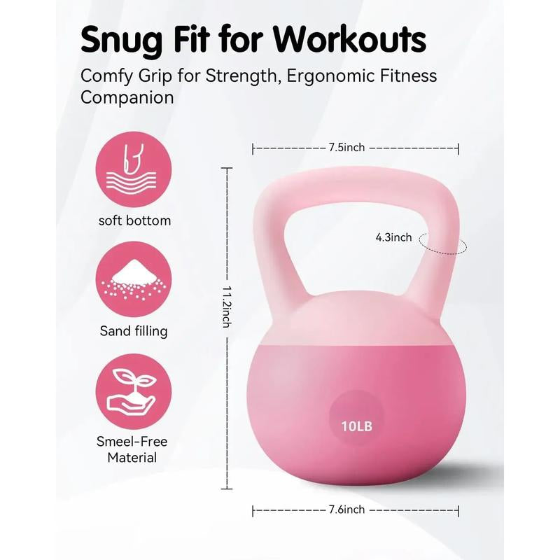 Soft Kettlebell - Cushioned Impact-Resistant Base and Anti-Slip, Kettle Bell Anti-Slip Grip Weight for Home Workouts, Safe Strength Training Kettlebells Sets for Women & Men, with Non-Slip Gloves
