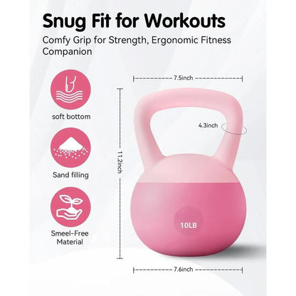 Soft Kettlebell - Cushioned Impact-Resistant Base and Anti-Slip, Kettle Bell Anti-Slip Grip Weight for Home Workouts, Safe Strength Training Kettlebells Sets for Women & Men, with Non-Slip Gloves