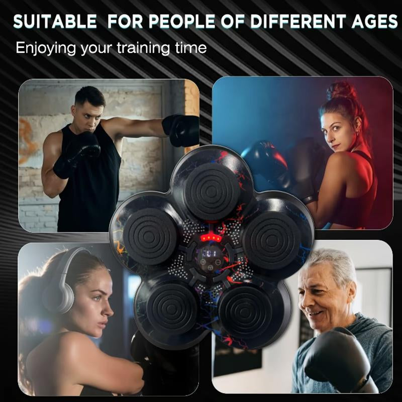 GELJOIES Smart Music Boxing Machine with Bluetooth & Button Control Wall-Mounted PU Target Includes Gloves Adjustable Speed Sound Durable ABS Material Noise Reduction Cushioning High Attack Power