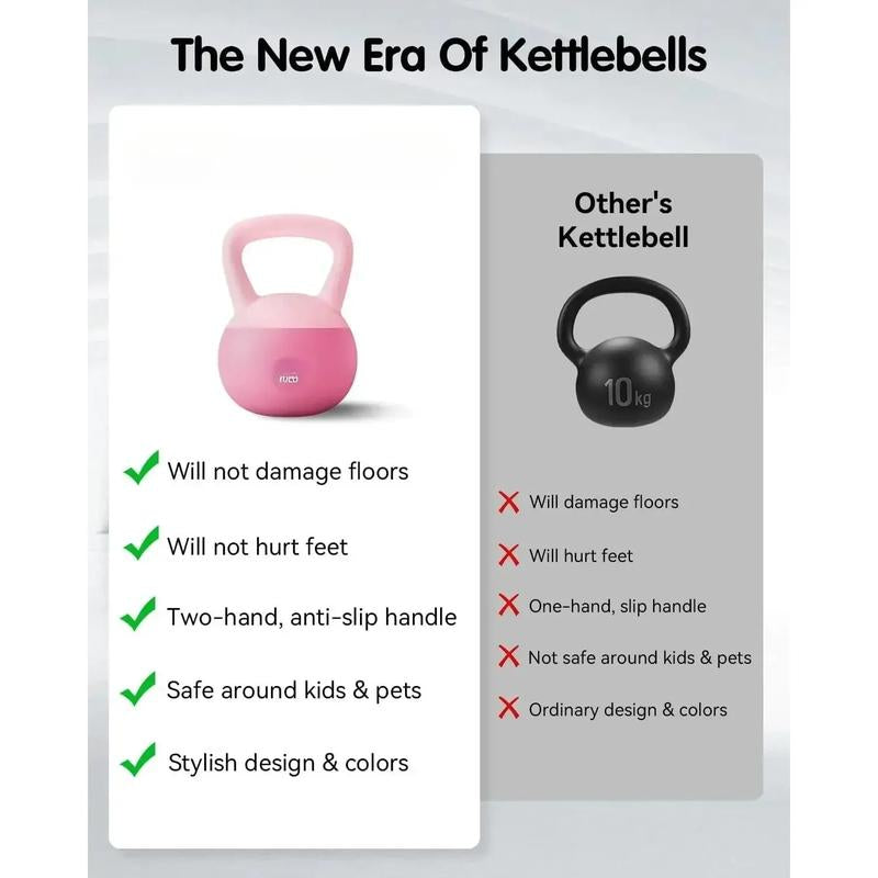Soft Kettlebell - Cushioned Impact-Resistant Base and Anti-Slip, Kettle Bell Anti-Slip Grip Weight for Home Workouts, Safe Strength Training Kettlebells Sets for Women & Men, with Non-Slip Gloves
