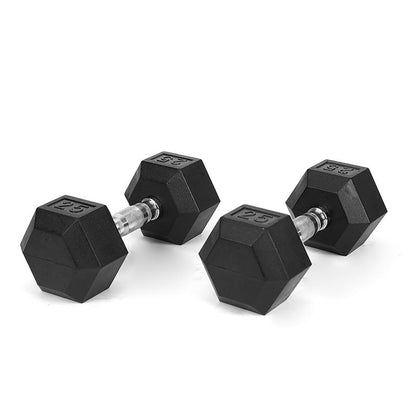 Hdrs-40Lb 1Pieces Rubber Coated Solid Cast Iron Dumbbell with Contoured Chrome Handle, Hexagon Head Redplatesgym