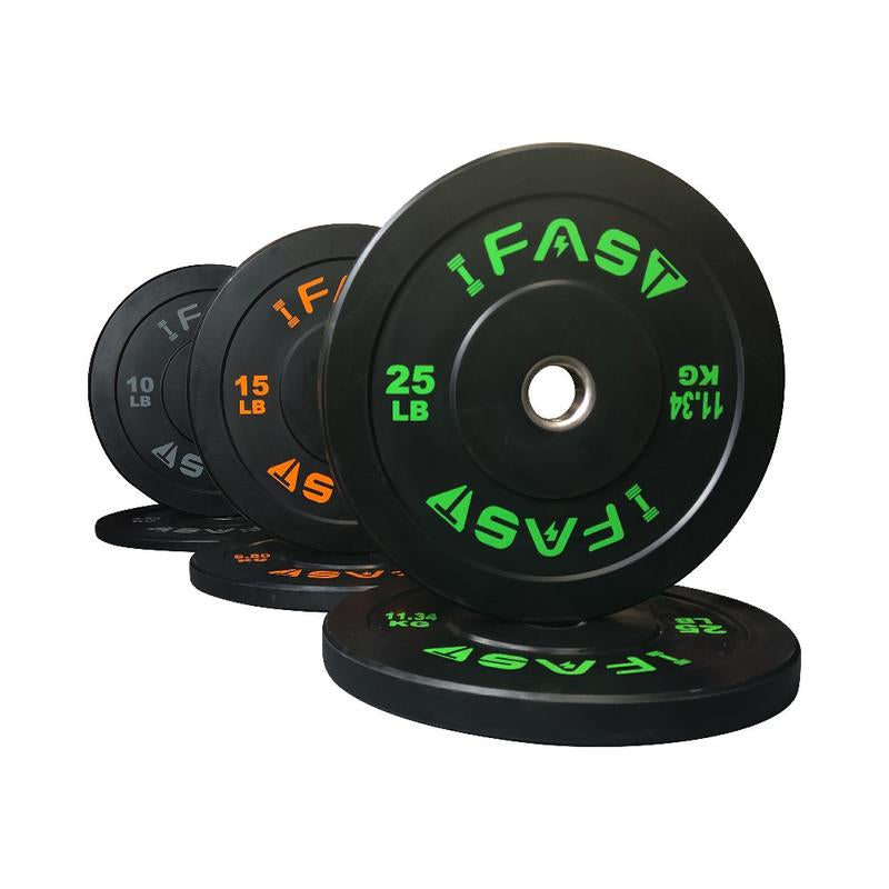 IFAST Olympic Bumper Plates with 2-Inch Steel Hub Home Gym Strength Training Weight Plate Floor Protection Fitness Equipment Dumbbell and Barbell