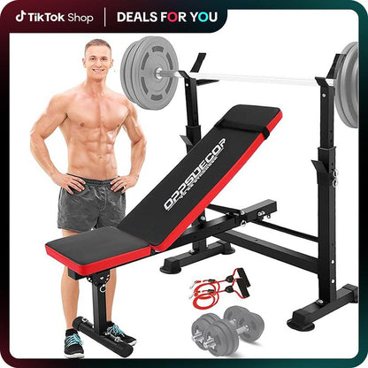 【Deals for You】Oppsdecor Olympic Adjustable Weight Bench, Bench Press Set with Squat Rack and Bench for Home Gym Full-Body Workout Bench Hipabductionmachine Vibration Plate