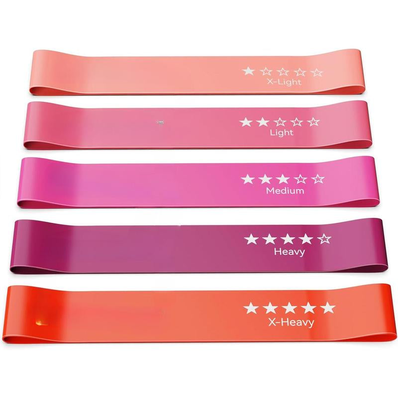 Resistance Bands for Working Out, Exercise Bands with 5 Resistance Levels, Natural Latex Resistance Bands Designed for Home Fitness, Strength Training and Flexibility Exercises