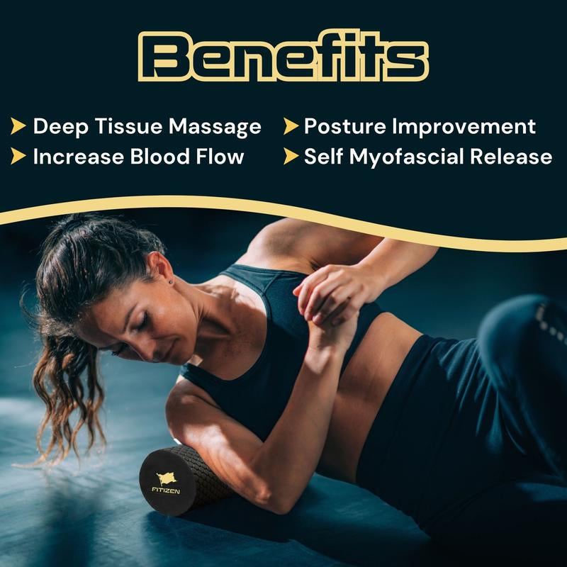 Foam Roller Mini - 12 X 4 Inches - Textured for Muscle Massage, Physical Therapy, Pilates, Yoga & Exercise Equipment