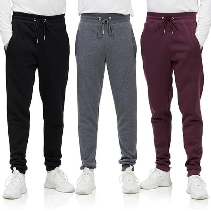 Men'S 3 Pack Fleece Active Athletic Jogger Sweatpants with Drawstring Sizes S-3XL