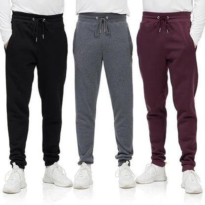 Men'S 3 Pack Fleece Active Athletic Jogger Sweatpants with Drawstring Sizes S-3XL