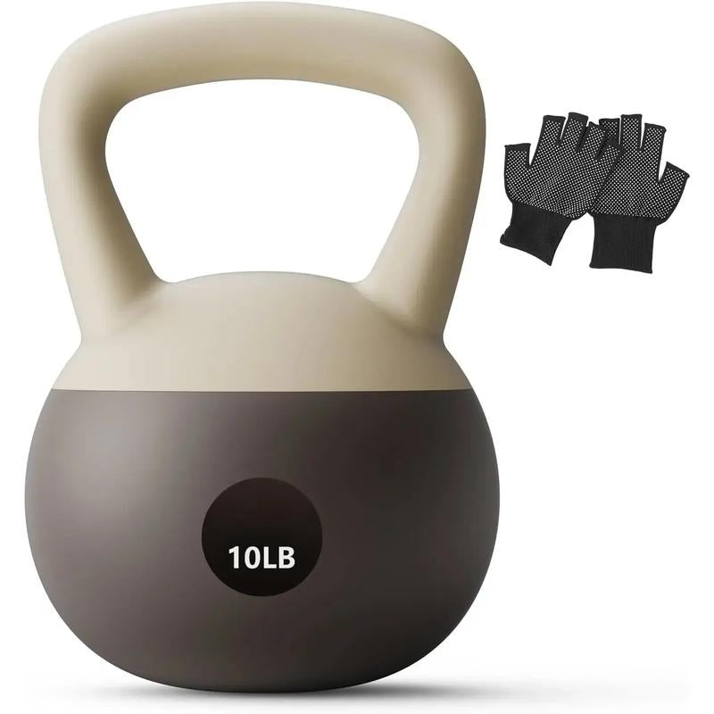 Soft Kettlebell - Cushioned Impact-Resistant Base and Anti-Slip, Kettle Bell Anti-Slip Grip Weight for Home Workouts, Safe Strength Training Kettlebells Sets for Women & Men, with Non-Slip Gloves
