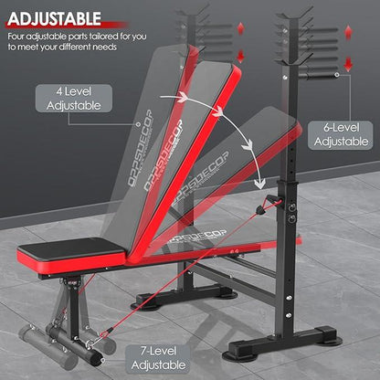 【Deals for You】Oppsdecor Olympic Adjustable Weight Bench, Bench Press Set with Squat Rack and Bench for Home Gym Full-Body Workout Bench Hipabductionmachine Vibration Plate