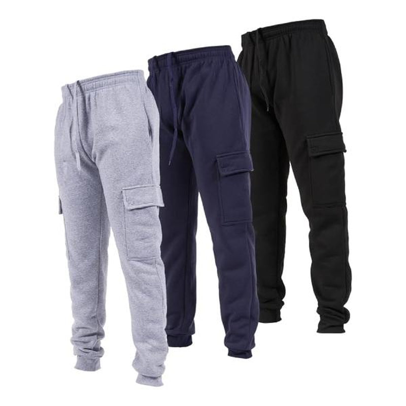 Men'S 3 Pack Fleece Active Athletic Jogger Sweatpants with Drawstring Sizes S-3XL