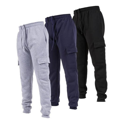 Men'S 3 Pack Fleece Active Athletic Jogger Sweatpants with Drawstring Sizes S-3XL