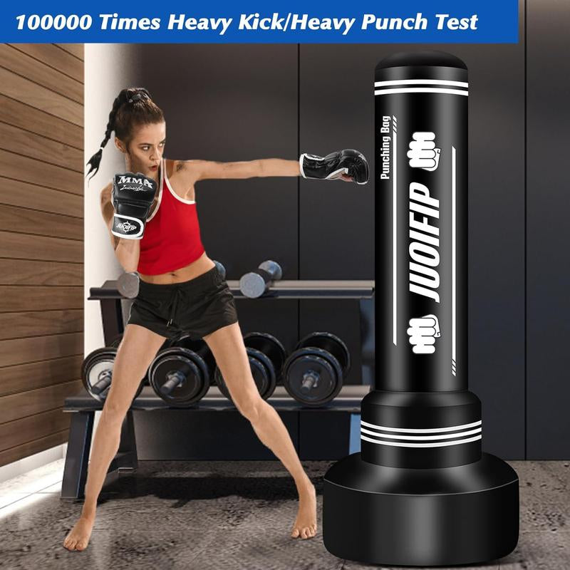 Heavy Punching Bag with Stand Adults Teens, 70" Freestanding Punching Bag with Boxing Gloves and Electric Air Pump, Women Men Standing Inflatable Boxing Bag for Training MMA Thai Fitness