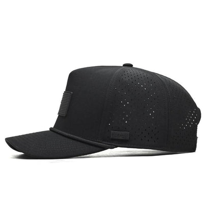 Curves & Clubs Blackout Flag Golf Hat - Black Performance Rope Cap - Patriotic USA Golf Hat - Adjustable, Breathable Mesh Back, Sleek Blackout Design, Classic Rope Accent USA Flag Golf Hat