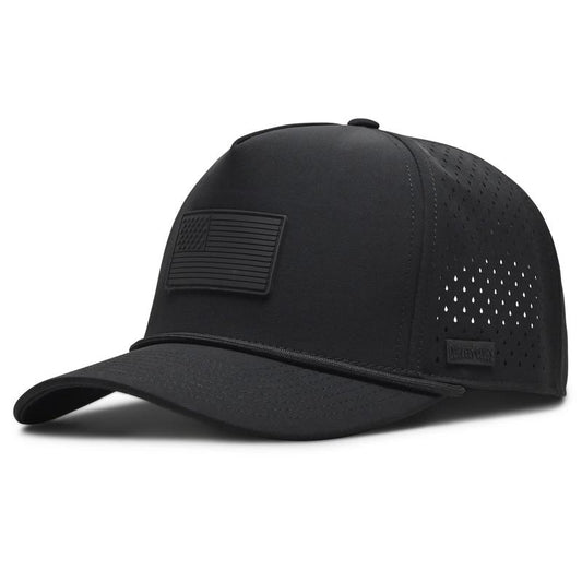 Curves & Clubs Blackout Flag Golf Hat - Black Performance Rope Cap - Patriotic USA Golf Hat - Adjustable, Breathable Mesh Back, Sleek Blackout Design, Classic Rope Accent USA Flag Golf Hat