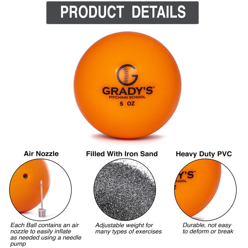 GPS Athletics Soft Shell Weighted Ball Set 32, 21, 14, 7, 5, and 3.5Oz-Pitching/Throwing Velocity Training for Baseball and Softball