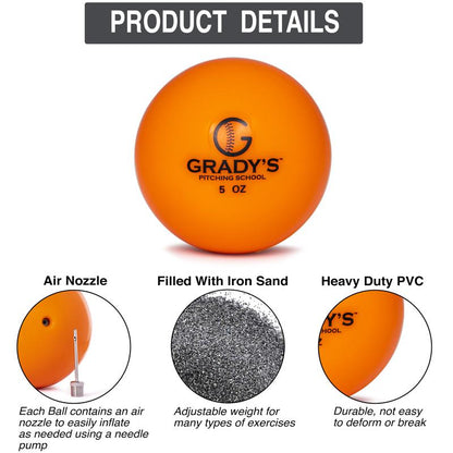 GPS Athletics Soft Shell Weighted Ball Set 32, 21, 14, 7, 5, and 3.5Oz-Pitching/Throwing Velocity Training for Baseball and Softball