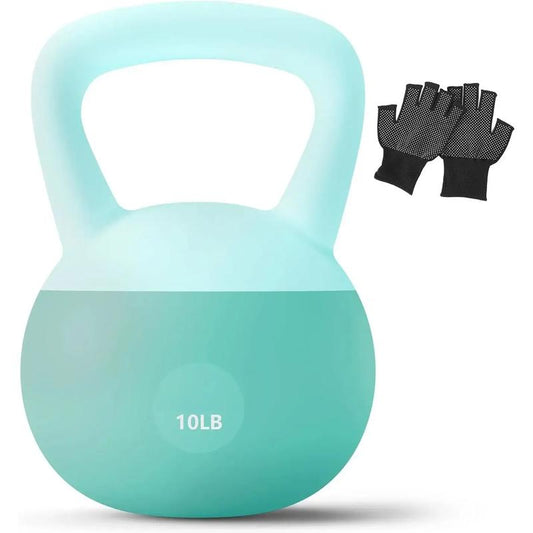 Soft Kettlebell - Cushioned Impact-Resistant Base and Anti-Slip, Kettle Bell Anti-Slip Grip Weight for Home Workouts, Safe Strength Training Kettlebells Sets for Women & Men, with Non-Slip Gloves