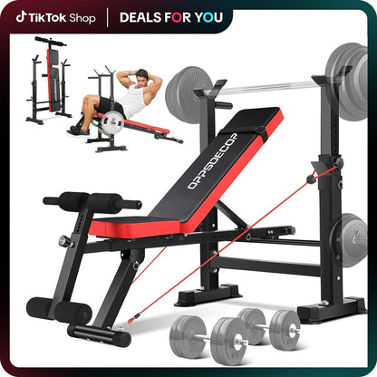 【Deals for You】Oppsdecor Olympic Adjustable Weight Bench, Bench Press Set with Squat Rack and Bench for Home Gym Full-Body Workout Bench Hipabductionmachine Vibration Plate