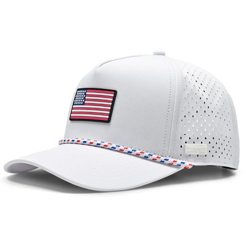 Curves & Clubs Blackout Flag Golf Hat - Black Performance Rope Cap - Patriotic USA Golf Hat - Adjustable, Breathable Mesh Back, Sleek Blackout Design, Classic Rope Accent USA Flag Golf Hat