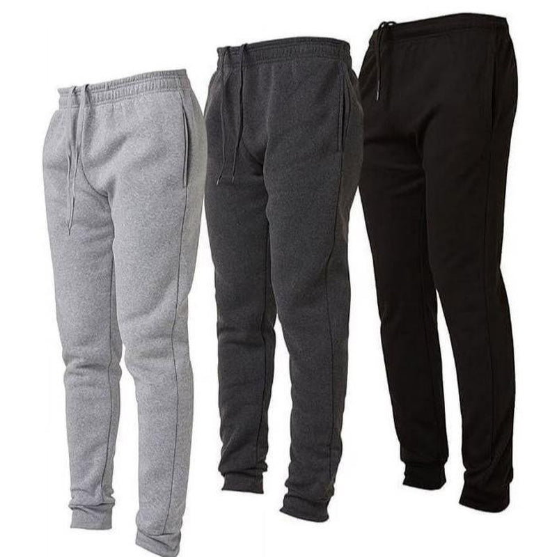 Men'S 3 Pack Fleece Active Athletic Jogger Sweatpants with Drawstring Sizes S-3XL