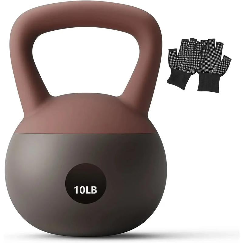 Soft Kettlebell - Cushioned Impact-Resistant Base and Anti-Slip, Kettle Bell Anti-Slip Grip Weight for Home Workouts, Safe Strength Training Kettlebells Sets for Women & Men, with Non-Slip Gloves