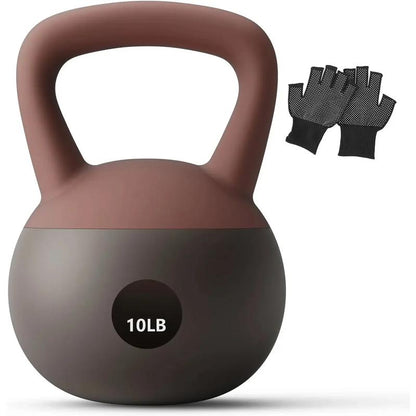 Soft Kettlebell - Cushioned Impact-Resistant Base and Anti-Slip, Kettle Bell Anti-Slip Grip Weight for Home Workouts, Safe Strength Training Kettlebells Sets for Women & Men, with Non-Slip Gloves