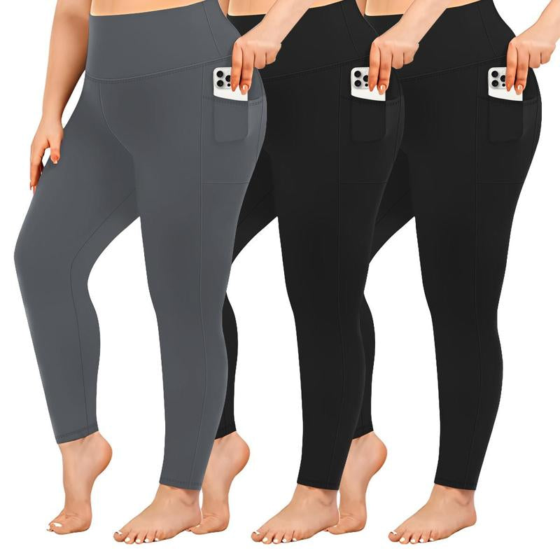 5PCS Soft Leggings for Women High Waisted Tummy Control with Pockets Workout Yoga High Waisted the Hugger Legging Gym Sports Tight Stylish Activewear