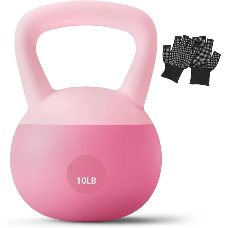 Soft Kettlebell - Cushioned Impact-Resistant Base and Anti-Slip, Kettle Bell Anti-Slip Grip Weight for Home Workouts, Safe Strength Training Kettlebells Sets for Women & Men, with Non-Slip Gloves