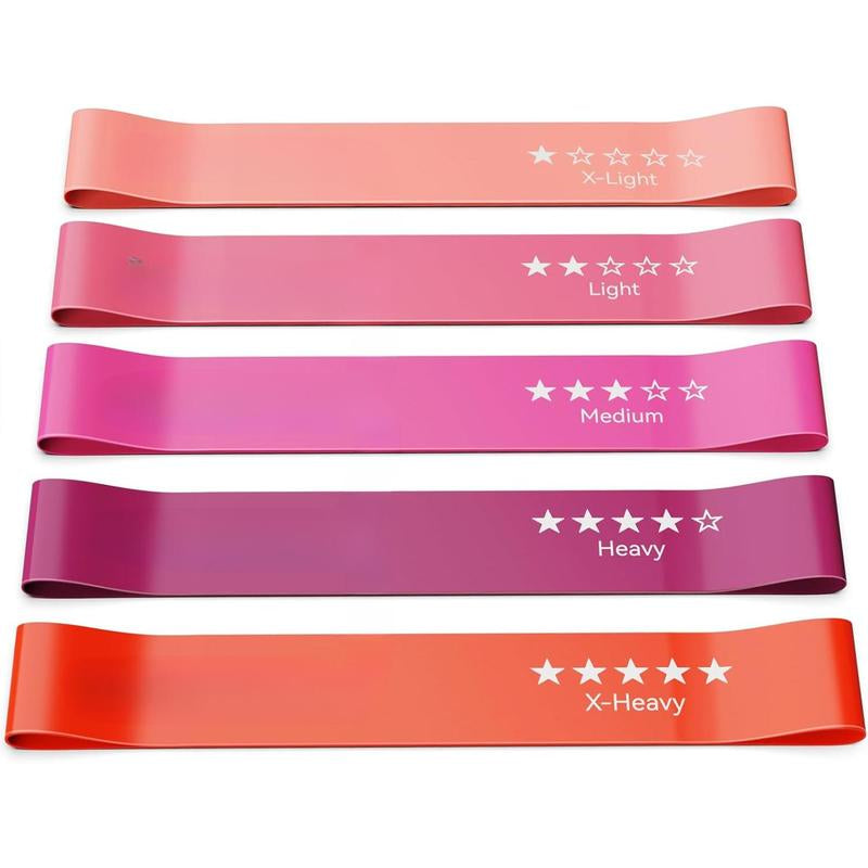 Resistance Bands for Working Out, Exercise Bands with 5 Resistance Levels, Natural Latex Resistance Bands Designed for Home Fitness, Strength Training and Flexibility Exercises