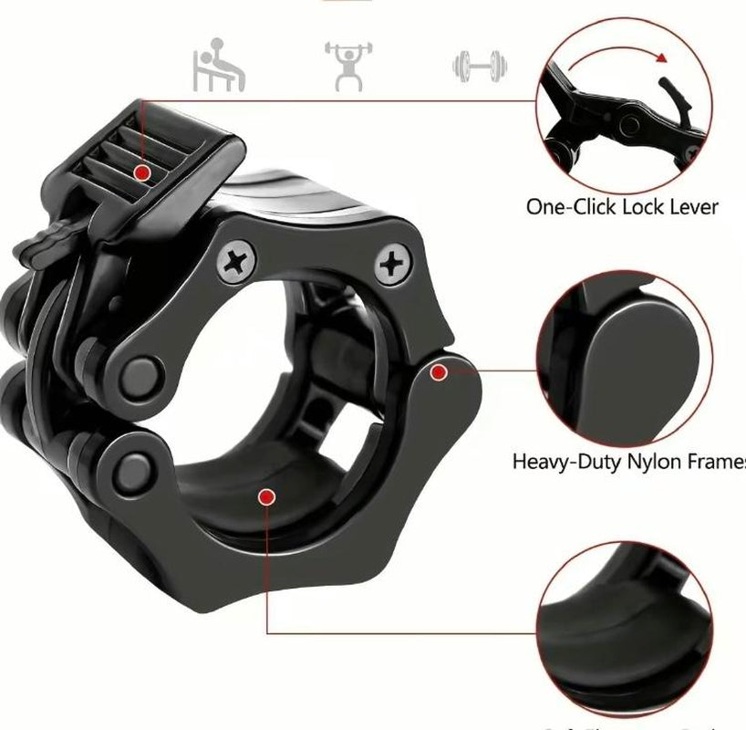 1 Pair Barbell Clamp, Quick Release Barbell Lock Buckle, Weight Plates Collar Clip for Workout Fitness Training & Bodybuilding, Gymtok