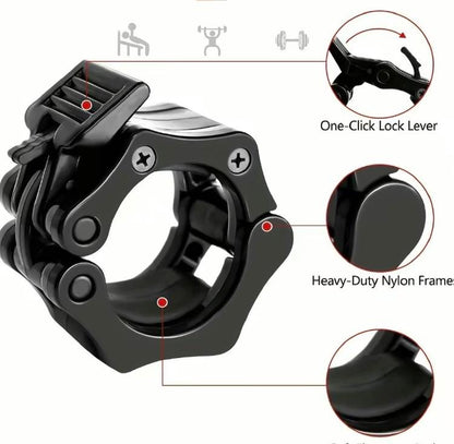 1 Pair Barbell Clamp, Quick Release Barbell Lock Buckle, Weight Plates Collar Clip for Workout Fitness Training & Bodybuilding, Gymtok