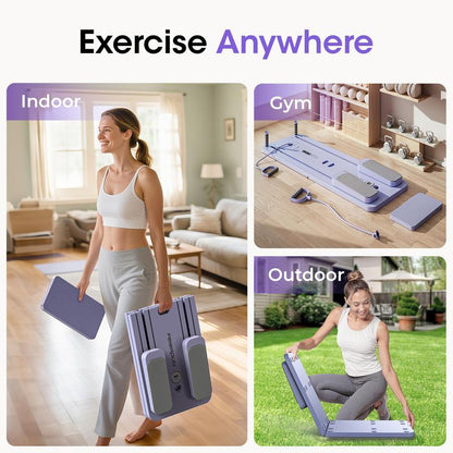 FEIERDUN Pilates Board,Multi-Functional Ab Exercise Board,Abs Workout Equipment & Core Strength Training,Foldable Home Pilates Reformer,300Lbs Weight Capacity with Timer,Knee Pad and Resistance Band