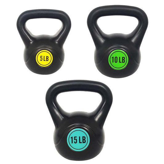 Wide Grip Kettlebell Exercise Fitness Weight Set, 4-Pieces: 5Lb, 10Lb, 15Lb and 20Lb Kettlebells