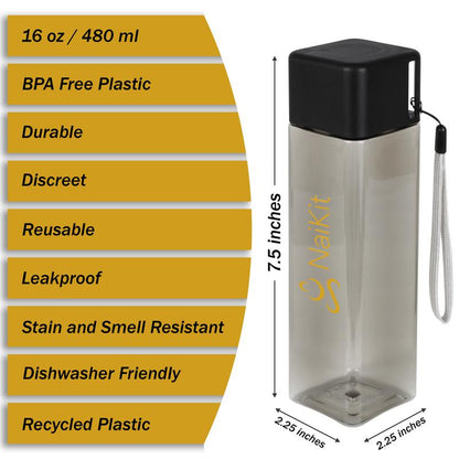Naikit Smokey-Colored Water Bottled 16 Oz Plastic, Portable with Strap BPA Free Reusable Waterbottle. Leakproof No Soaked Backpack or Purse. 4 School, Sports, Gym, Fitness, Kids, Women and Men Drinkware Aesthetic