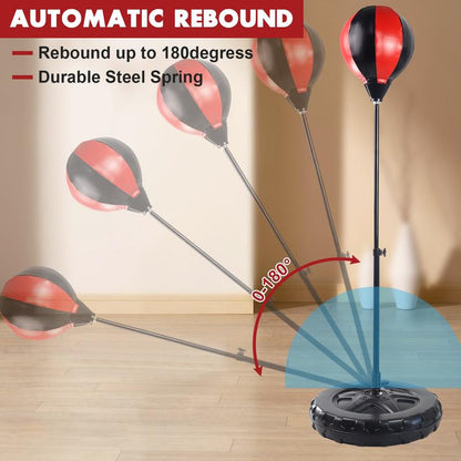 Junior Boxing Set for Kids - Punching Bag with 43-Inch Adjustable Stand and Gloves for Exercise Fun
