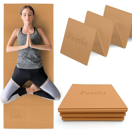 Foldable Yoga Mat - 6Mm Thick, Lightweight, and Easy to Store for Travel - Anti-Slip Folding Exercise Mat for Yoga, Pilates, Home Workouts, and Floor Exercises Feetlu
