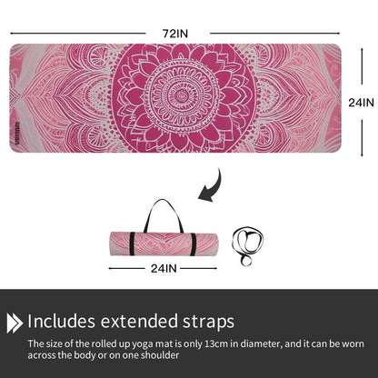 Printed Yoga Mat 72" X 24" Thick 6Mm Non-Slip Fitness Exercise Exercise Mat with Strap for Women Men Yoga Pilates Workout Gym Floor Workout