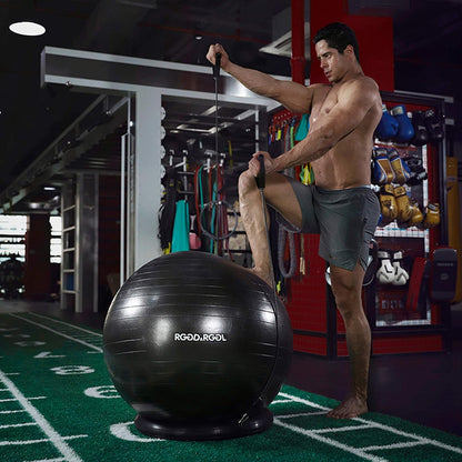 Yoga Ball Chair, Exercise Ball with Leak-Proof Design, Stability Ring&2 Adjustable Resistance Bands for Any Fitness Level, 1.5 Times Thicker Swiss Ball for Home&Gym&Office&Pregnancy (65 Cm)