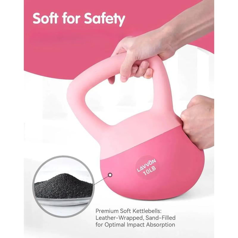 Soft Kettlebell - Cushioned Impact-Resistant Base and Anti-Slip, Kettle Bell Anti-Slip Grip Weight for Home Workouts, Safe Strength Training Kettlebells Sets for Women & Men, with Non-Slip Gloves